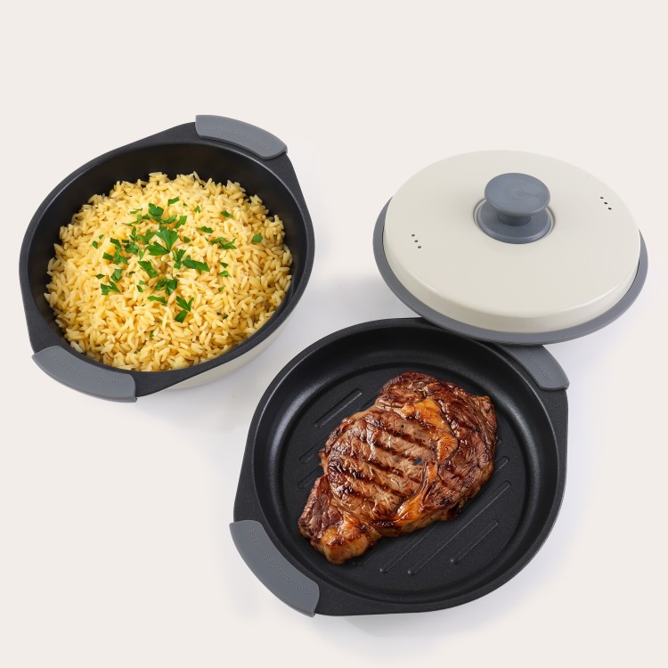Mikrovågsgrill Multi-Pot för matlagning med låg olja och måltidsberedning